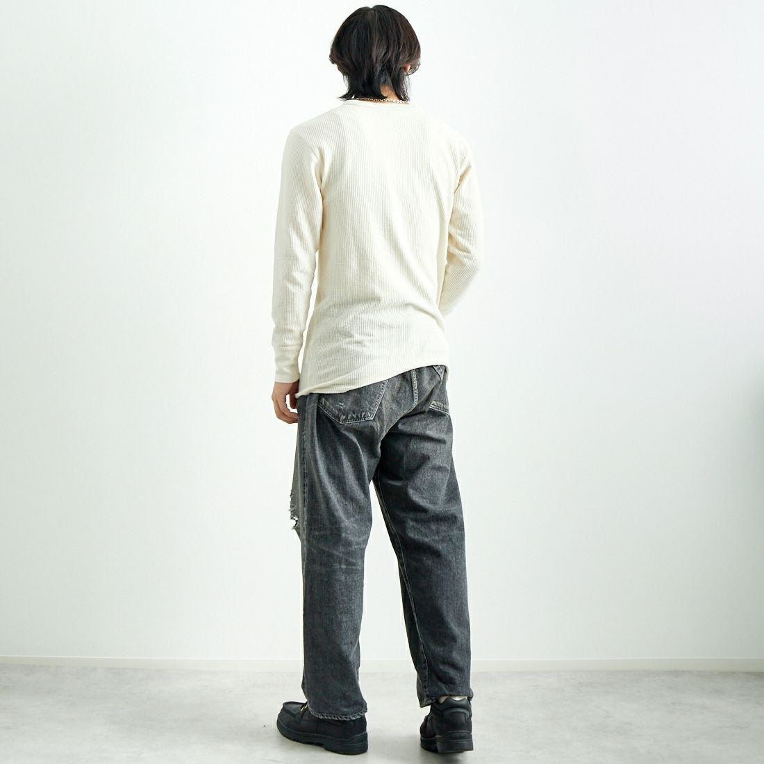 JE MORGAN [ジェイイーモーガン] ワッフルクルーネック長袖Tシャツ