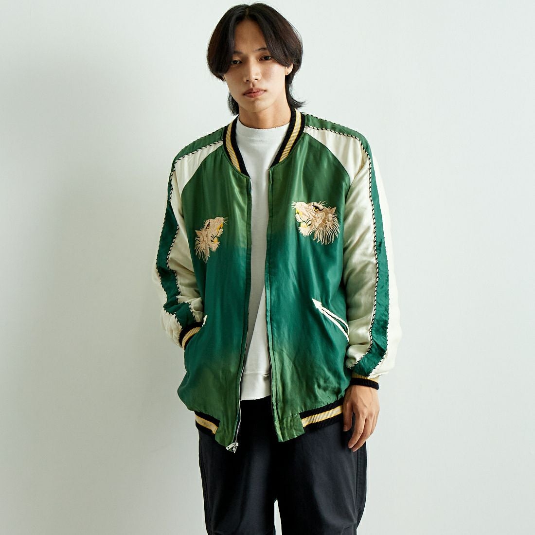 TAILOR TOYO [テーラートウヨウ] アセテート リバーシブルスーベニアジャケット [TT15545] 145 GRN &&モデル身長：179cm 着用サイズ：XXXL&&