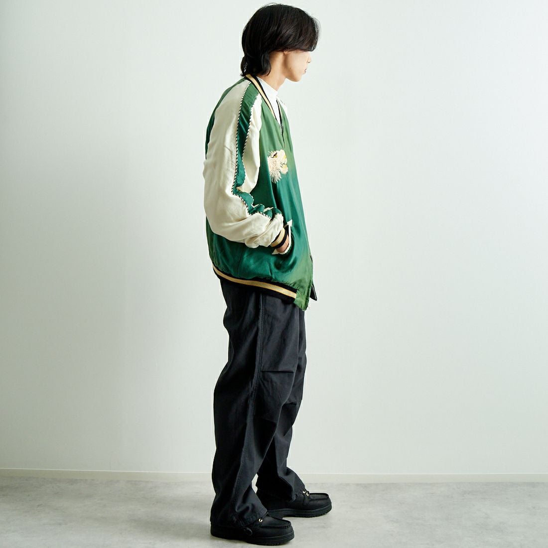 TAILOR TOYO [テーラートウヨウ] アセテート リバーシブルスーベニアジャケット [TT15545] 145 GRN &&モデル身長：179cm 着用サイズ：XXXL&&