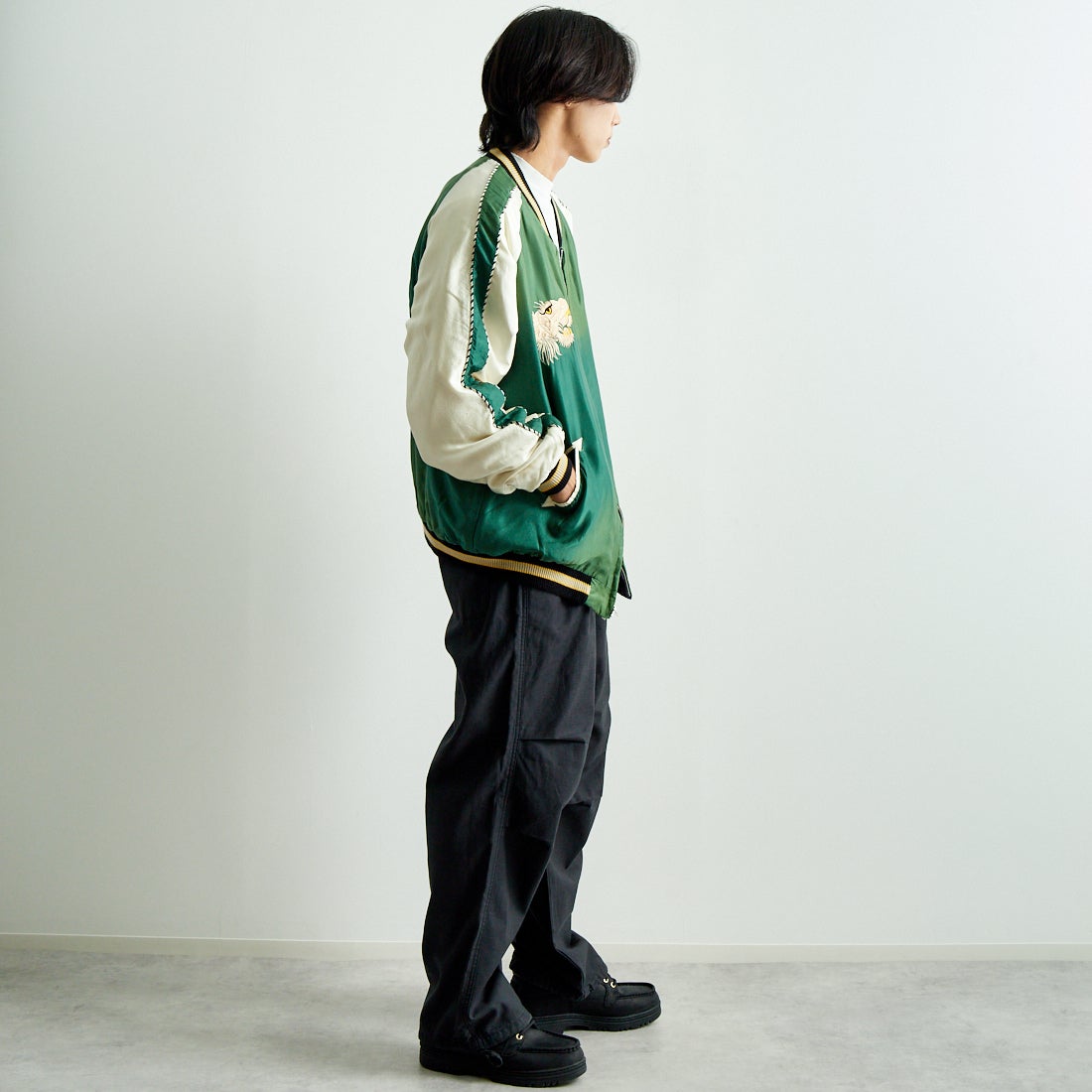 TAILOR TOYO [テーラートウヨウ] アセテート リバーシブルスーベニアジャケット [TT15545] 145 GRN &&モデル身長：179cm 着用サイズ：XXXL&&