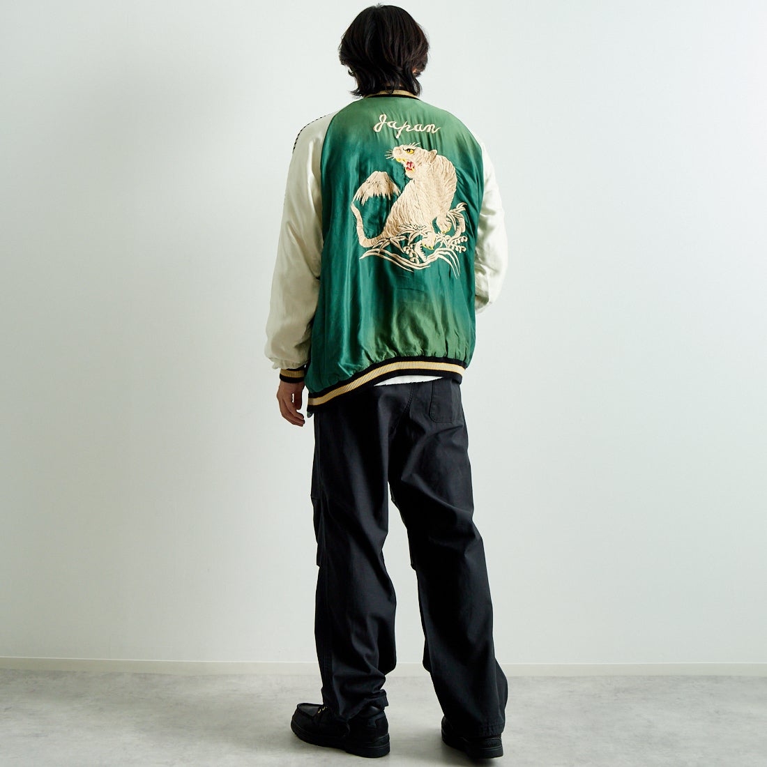 TAILOR TOYO [テーラートウヨウ] アセテート リバーシブルスーベニアジャケット [TT15545] 145 GRN &&モデル身長：179cm 着用サイズ：XXXL&&