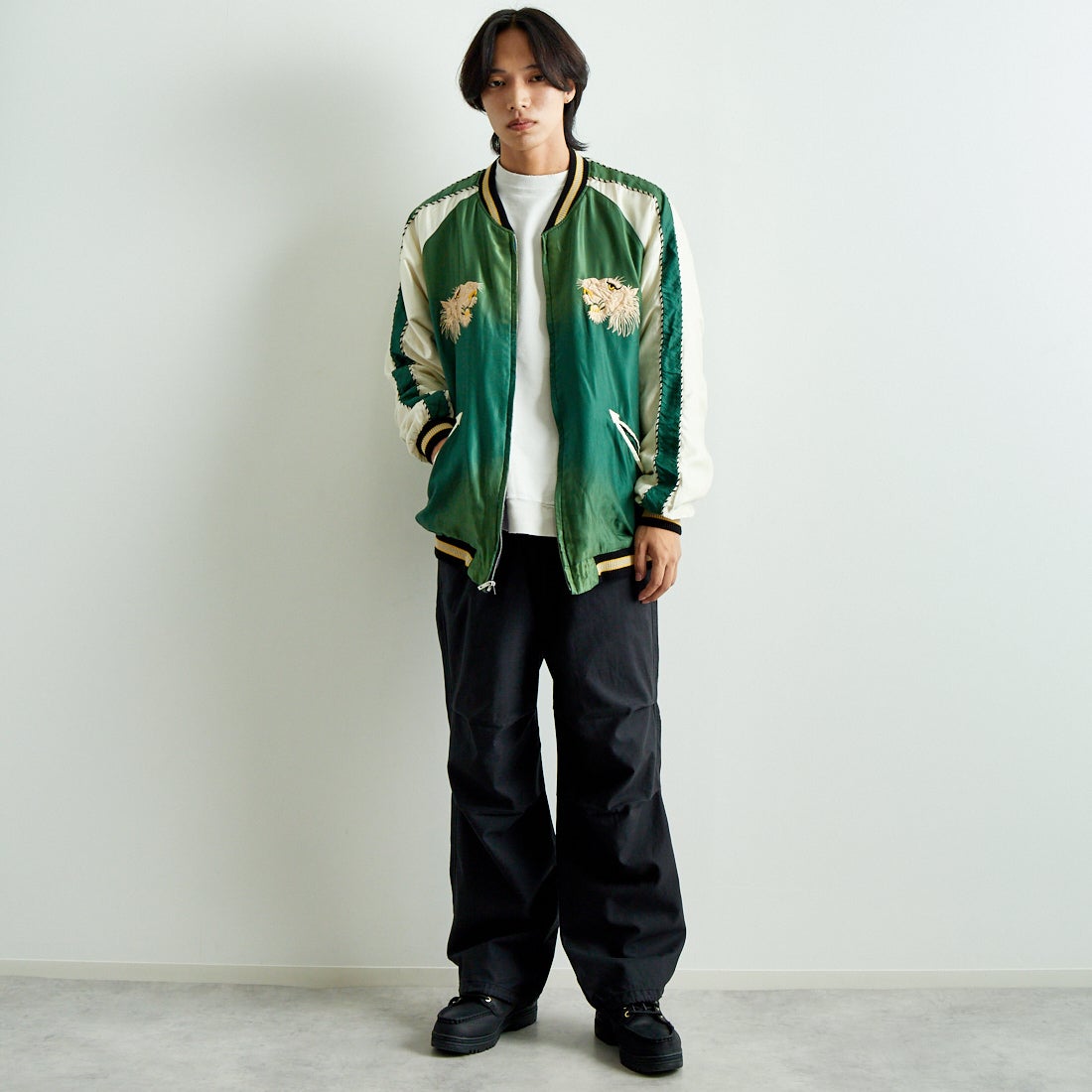 TAILOR TOYO [テーラートウヨウ] アセテート リバーシブルスーベニアジャケット [TT15545] 145 GRN &&モデル身長：179cm 着用サイズ：XXXL&&