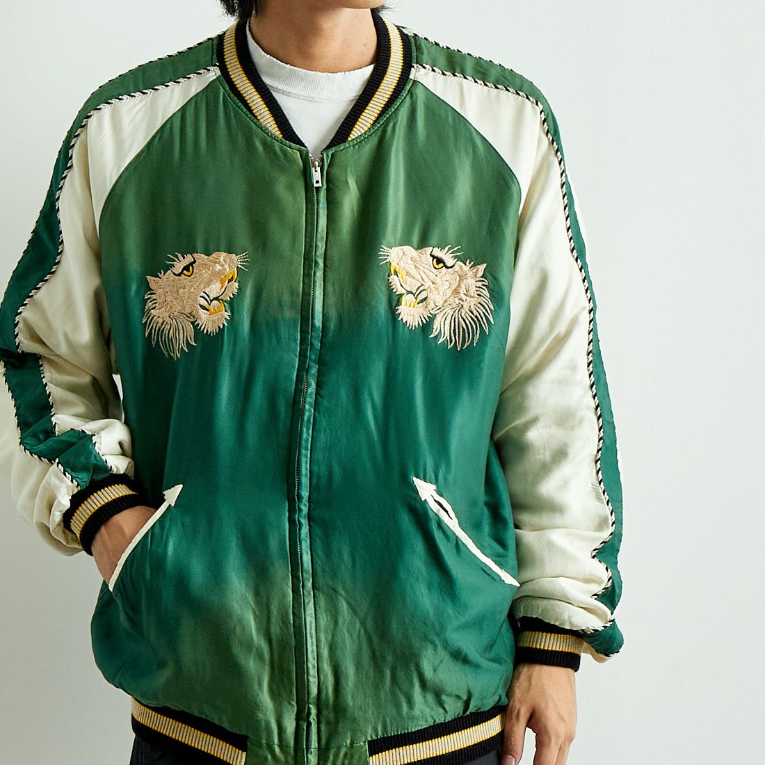 TAILOR TOYO [テーラートウヨウ] アセテート リバーシブルスーベニアジャケット [TT15545] 145 GRN &&モデル身長：179cm 着用サイズ：XXXL&&