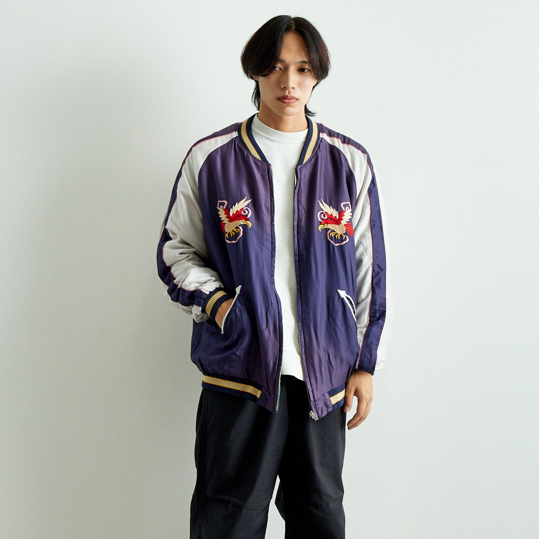 TAILOR TOYO [テーラートウヨウ] アセテート リバーシブルスーベニアジャケット [TT15545] 145 GRN &&モデル身長：179cm 着用サイズ：XXXL&&