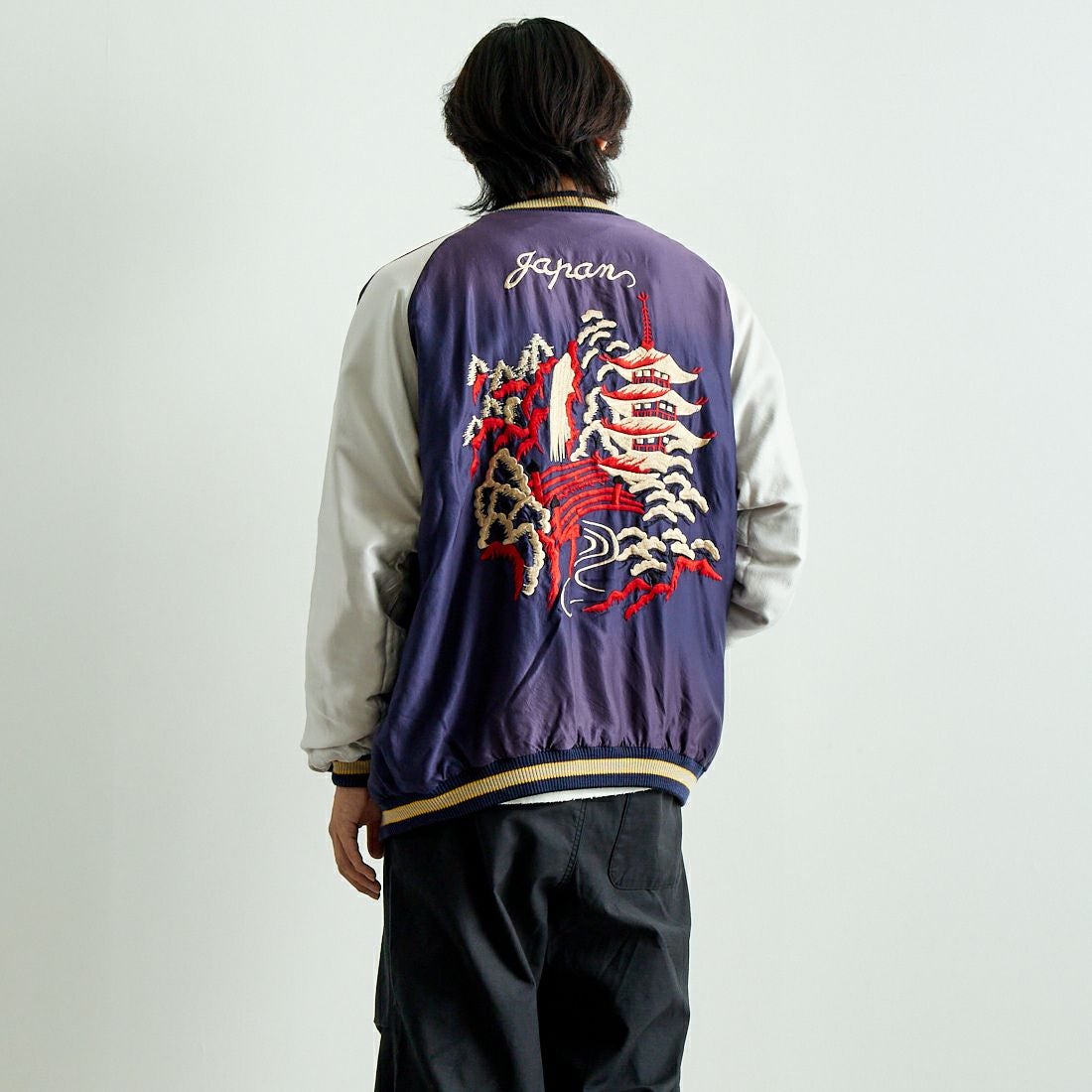 TAILOR TOYO [テーラートウヨウ] アセテート リバーシブルスーベニアジャケット [TT15545] 145 GRN &&モデル身長：179cm 着用サイズ：XXXL&&