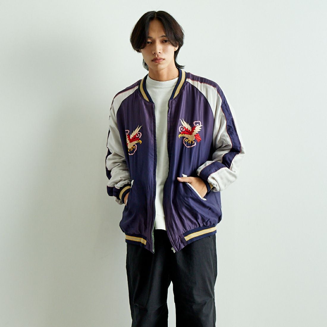 TAILOR TOYO [テーラートウヨウ] アセテート リバーシブルスーベニアジャケット [TT15545] 145 GRN &&モデル身長：179cm 着用サイズ：XXXL&&