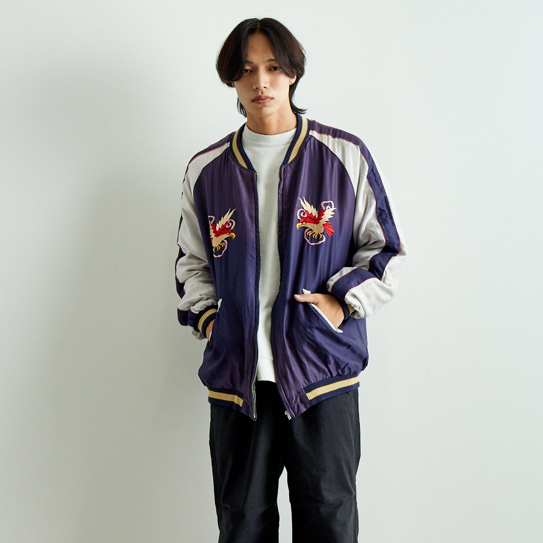 TAILOR TOYO [テーラートウヨウ] アセテート リバーシブルスーベニアジャケット [TT15545] 145 GRN &&モデル身長：179cm 着用サイズ：XXXL&&