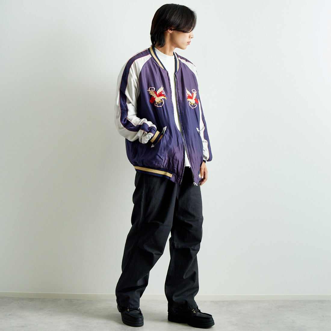 TAILOR TOYO [テーラートウヨウ] アセテート リバーシブルスーベニアジャケット [TT15545] 145 GRN &&モデル身長：179cm 着用サイズ：XXXL&&