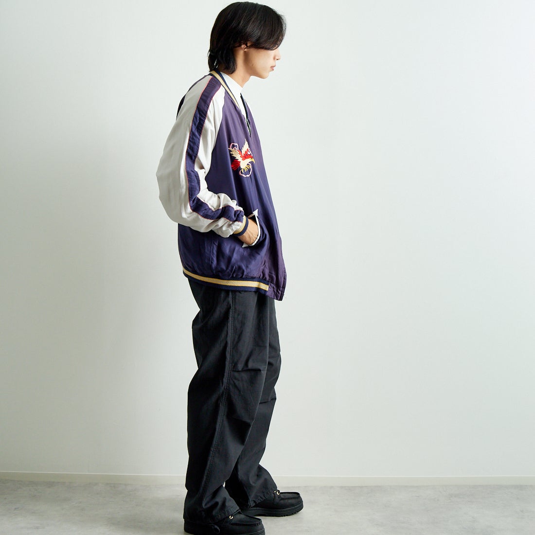 TAILOR TOYO [テーラートウヨウ] アセテート リバーシブルスーベニアジャケット [TT15545] 145 GRN &&モデル身長：179cm 着用サイズ：XXXL&&