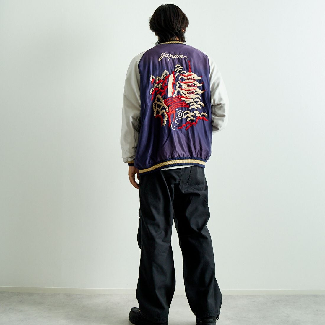 TAILOR TOYO [テーラートウヨウ] アセテート リバーシブルスーベニアジャケット [TT15545] 145 GRN &&モデル身長：179cm 着用サイズ：XXXL&&