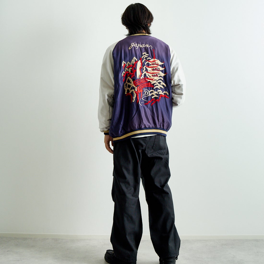 TAILOR TOYO [テーラートウヨウ] アセテート リバーシブルスーベニアジャケット [TT15545] 145 GRN &&モデル身長：179cm 着用サイズ：XXXL&&