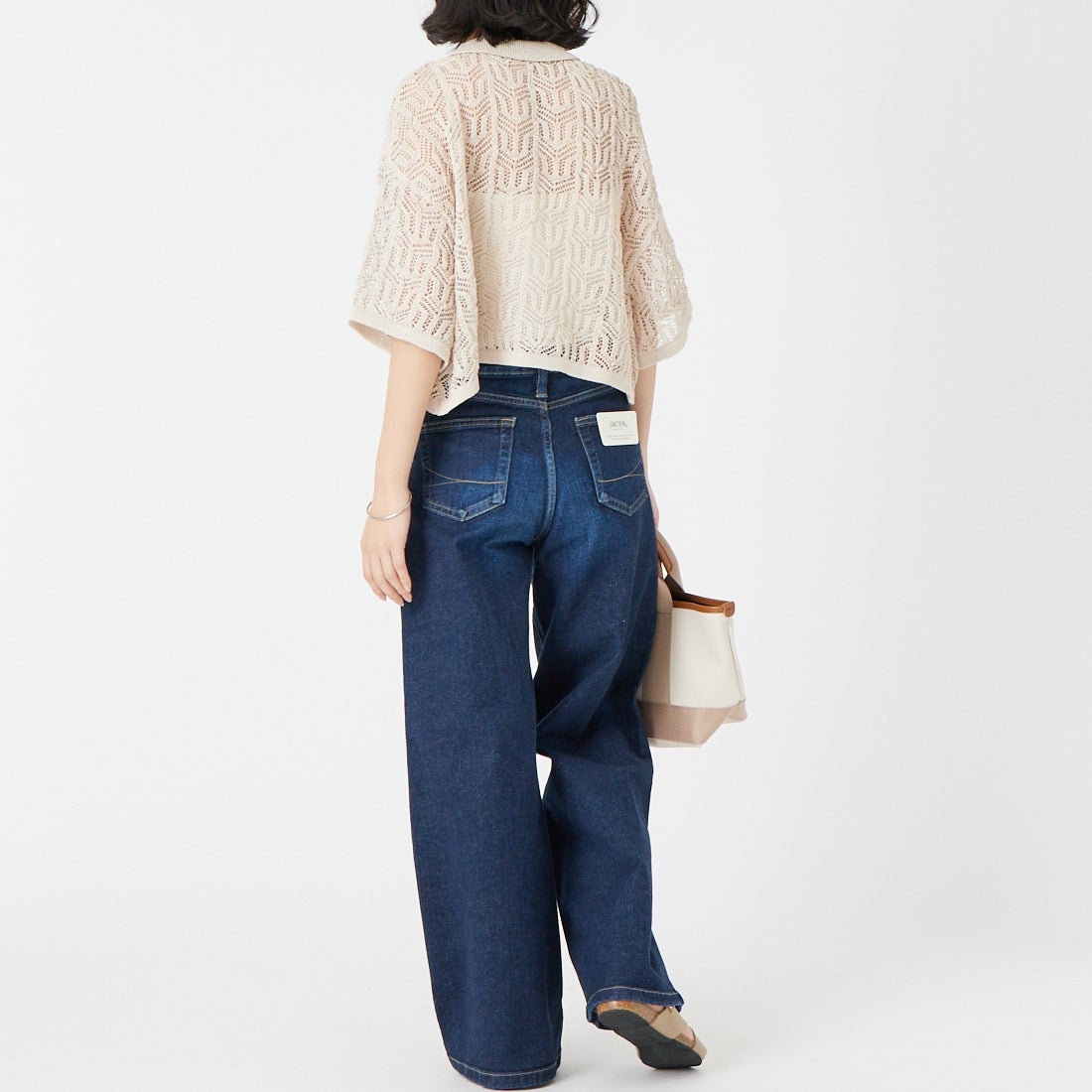 SOMETHING [サムシング] LISA ワイドデニムパンツ [SEA58] 126 D.USED &&モデル身長：162cm 着用サイズ：S&&