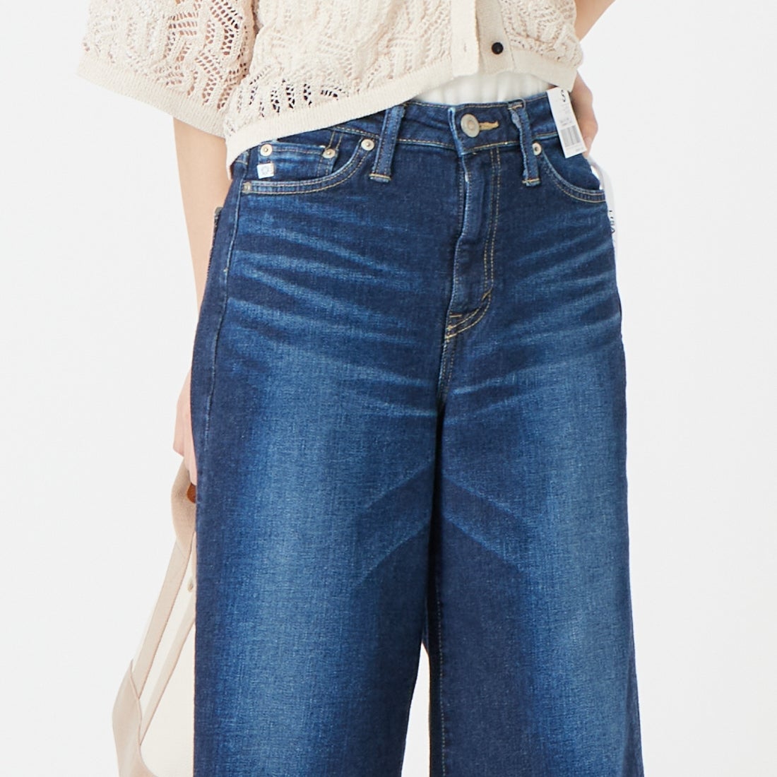 SOMETHING [サムシング] LISA ワイドデニムパンツ [SEA58] 126 D.USED &&モデル身長：162cm 着用サイズ：S&&