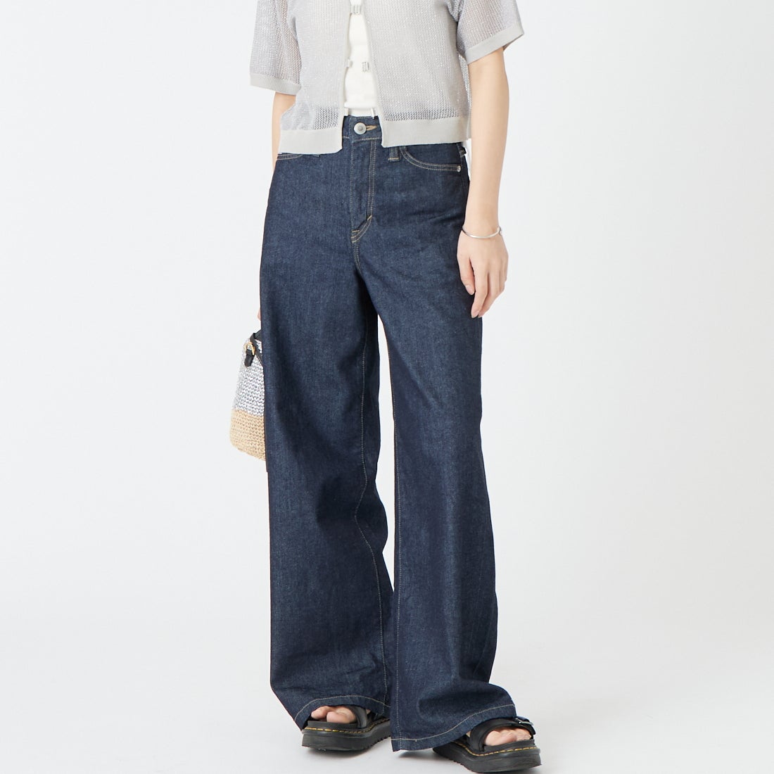 SOMETHING [サムシング] LISA ワイドデニムパンツ [SEA58] 100 O.W &&モデル身長：162cm 着用サイズ：S&&