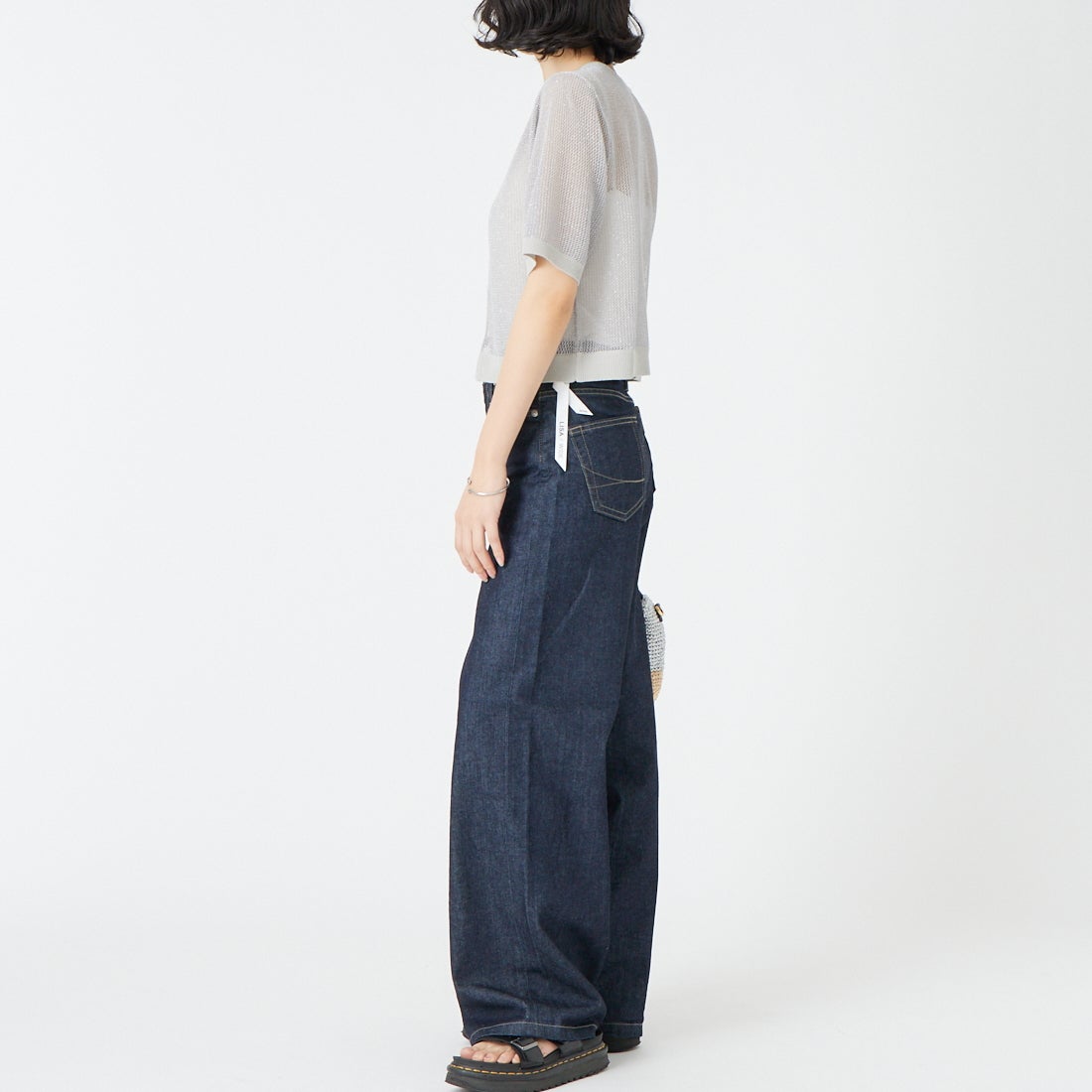 SOMETHING [サムシング] LISA ワイドデニムパンツ [SEA58] 100 O.W &&モデル身長：162cm 着用サイズ：S&&
