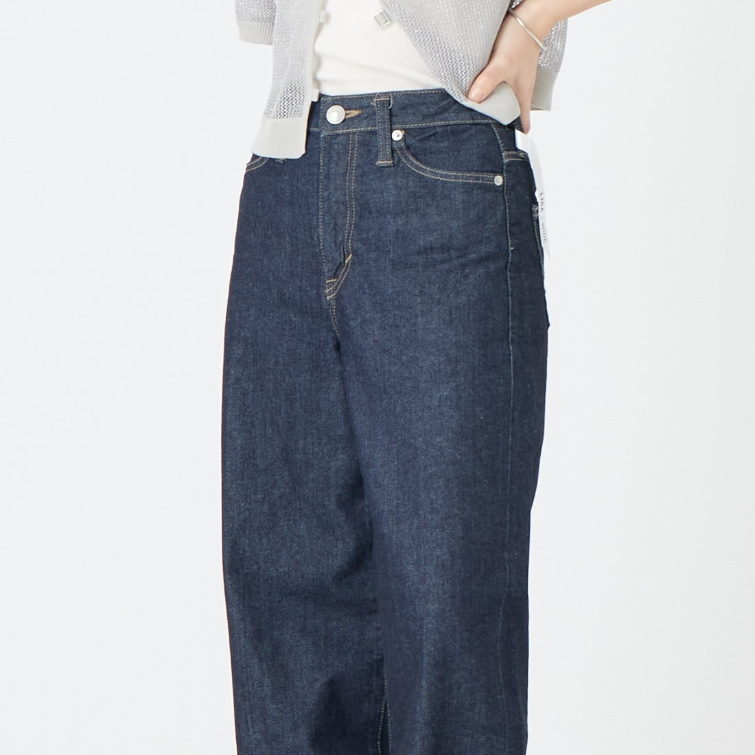 SOMETHING [サムシング] LISA ワイドデニムパンツ [SEA58] 100 O.W &&モデル身長：162cm 着用サイズ：S&&