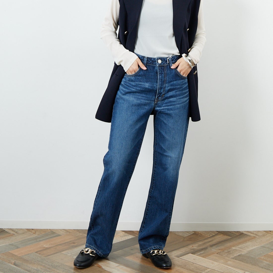 36 MID BLU&&モデル身長：160cm 着用サイズ：S&&