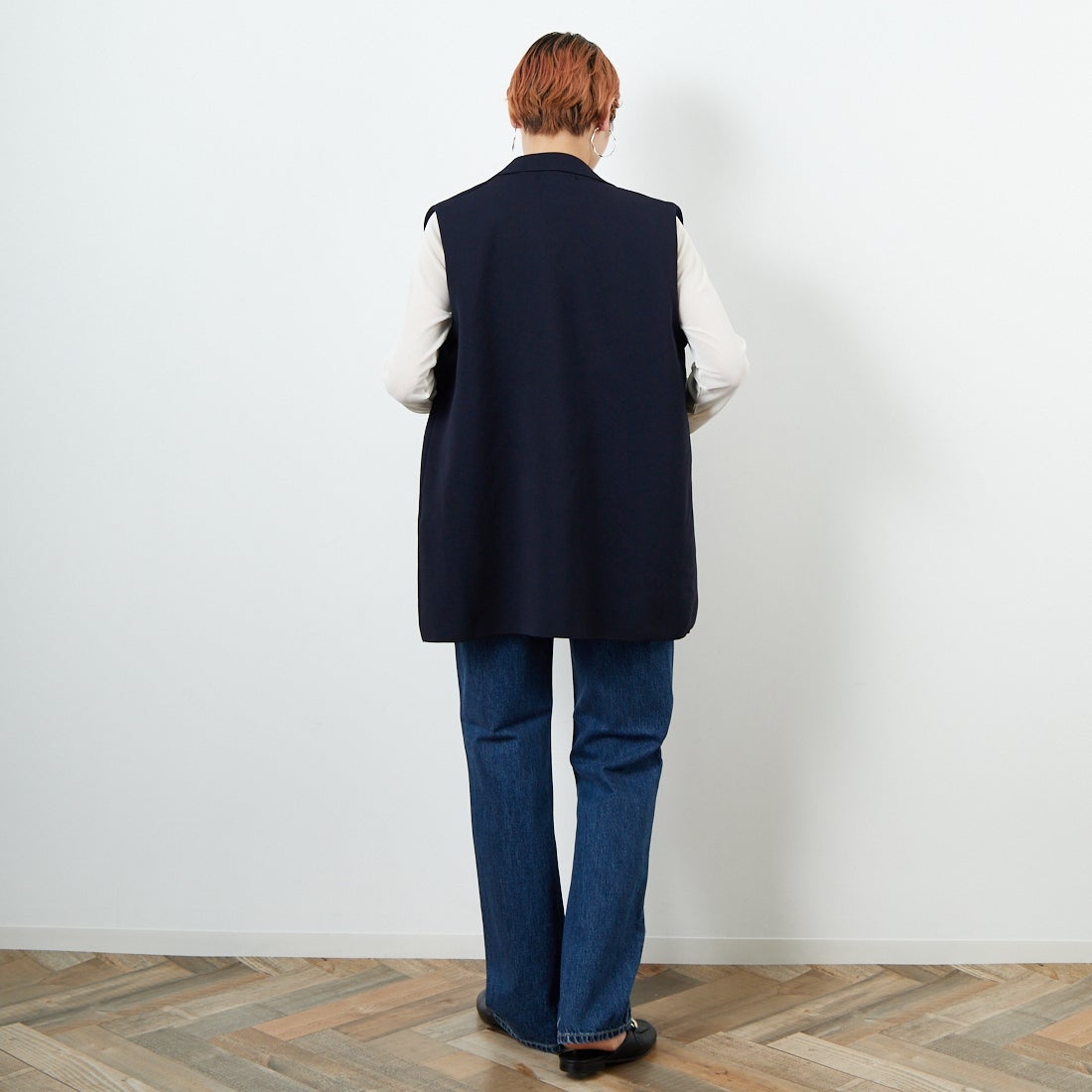 SOMETHING [サムシング] ELSA ヴィンテージストレートデニムパンツ [SEA13] 36 MID BLU &&モデル身長：160cm 着用サイズ：S&&