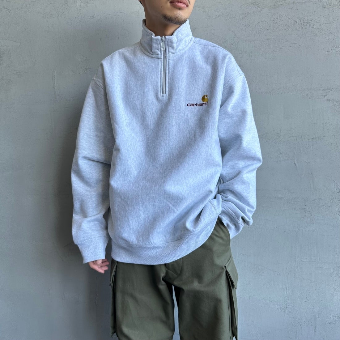 carhartt WIP [カーハートダブリューアイピー] ハーフジップアメリカンスクリプトスウェットシャツ [I027014]