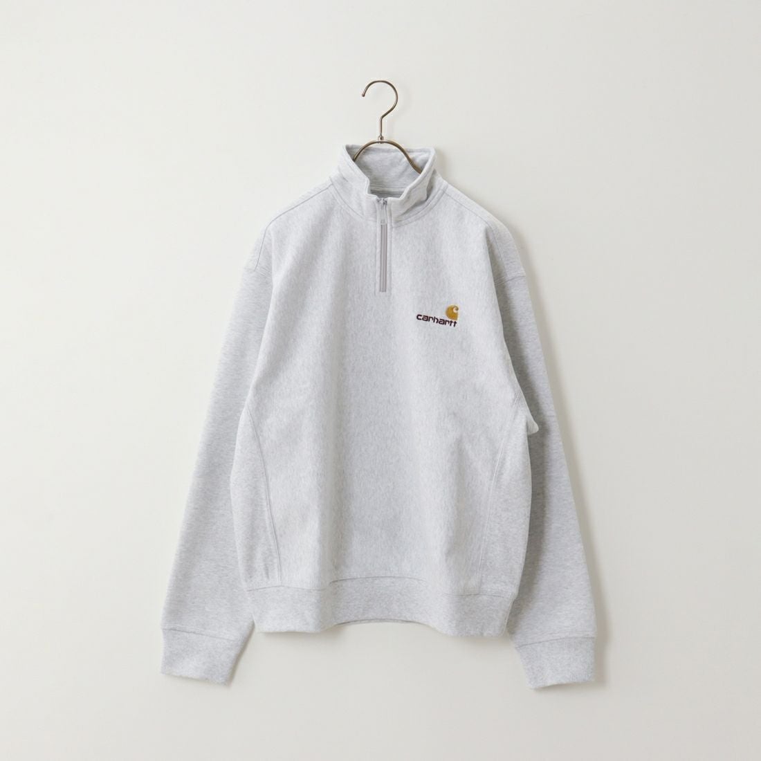 carhartt WIP [カーハートダブリューアイピー] ハーフジップアメリカンスクリプトスウェットシャツ [I027014] ASH HEATHE