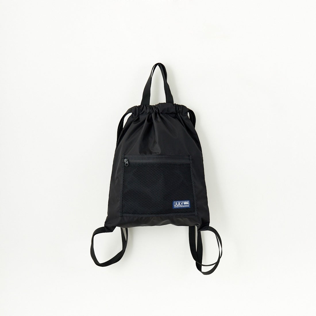 JULY NINE [ジュライナイン] 別注 メッシュポケット ナイロンナップサック [JLN2001001-JF] BLACK