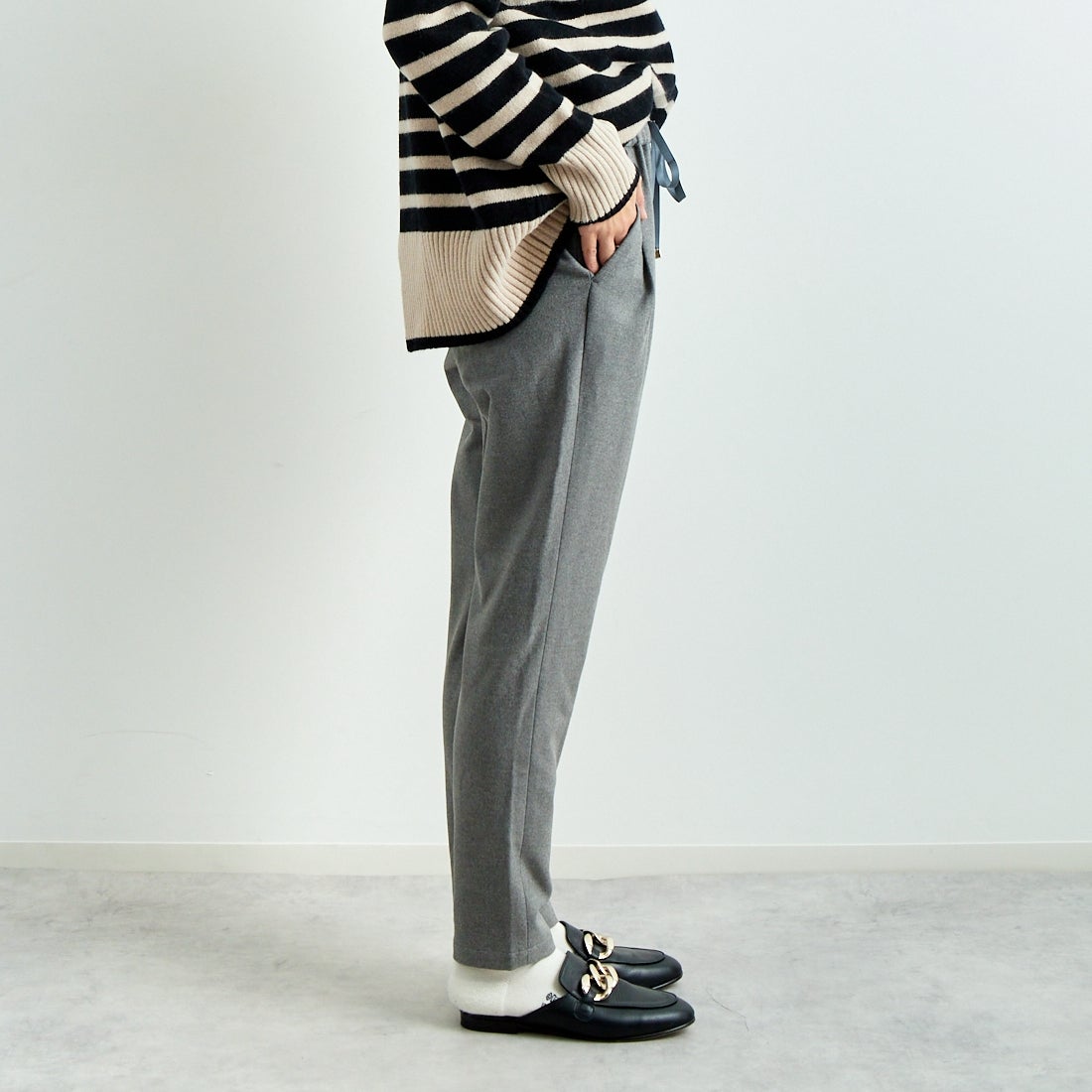 Jeans Factory Clothes [ジーンズファクトリークローズ] コスミカルウォームテーパードパンツ [21243059] 002 Mｸﾞﾚｰ &&モデル身長：158cm 着用サイズ：36&&
