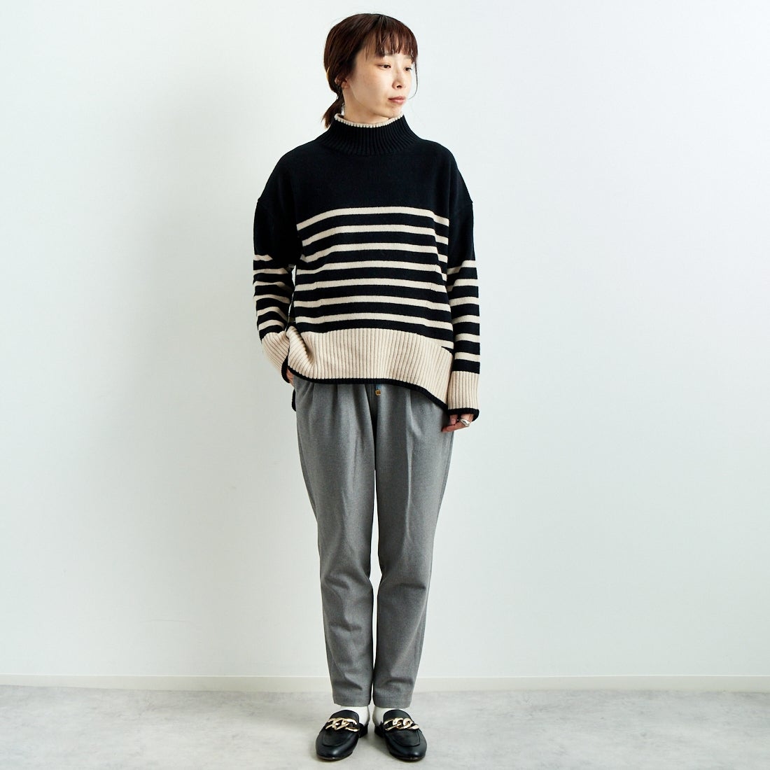 Jeans Factory Clothes [ジーンズファクトリークローズ] コスミカルウォームテーパードパンツ [21243059] 002 Mｸﾞﾚｰ &&モデル身長：158cm 着用サイズ：36&&