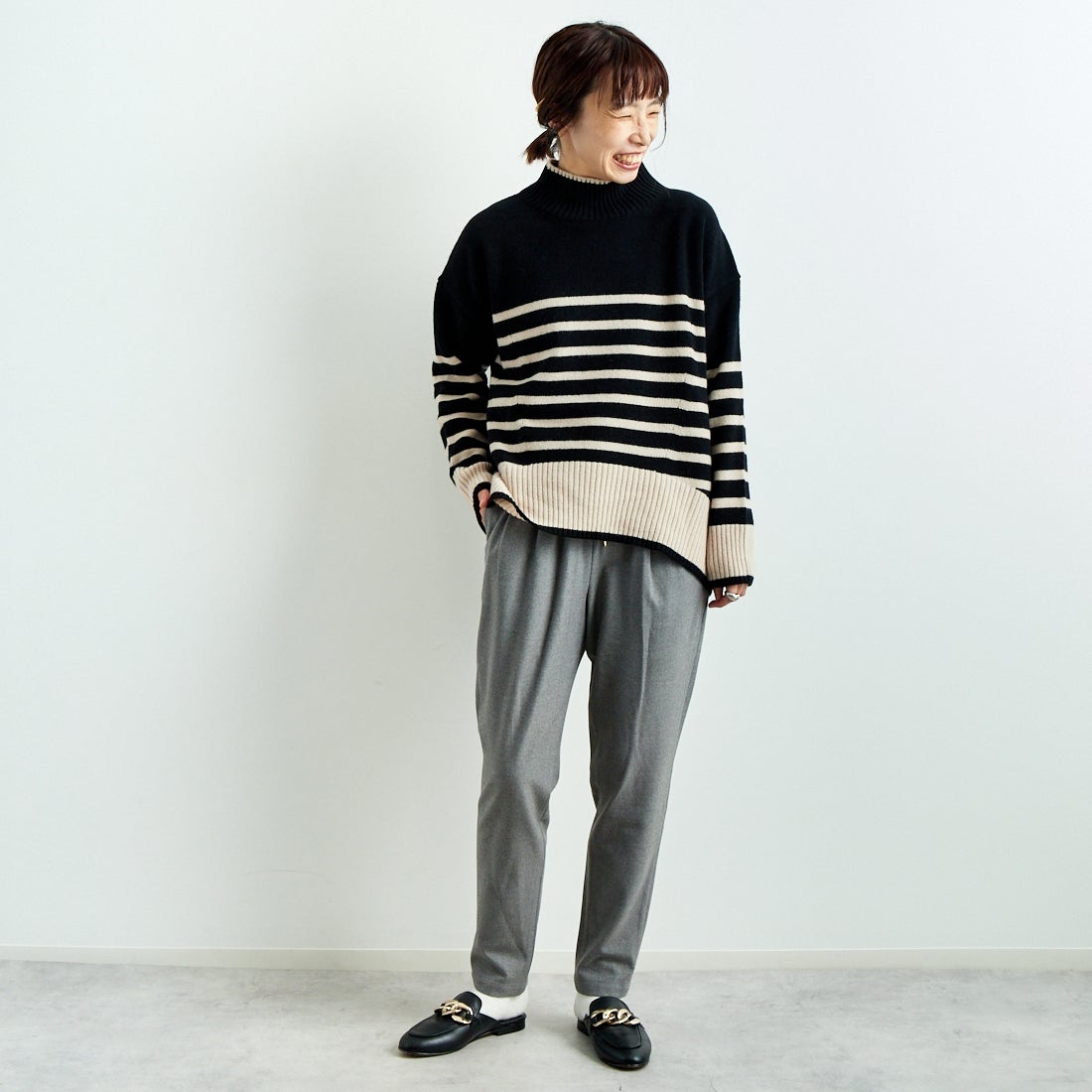 Jeans Factory Clothes [ジーンズファクトリークローズ] コスミカルウォームテーパードパンツ [21243059] 002 Mｸﾞﾚｰ &&モデル身長：158cm 着用サイズ：36&&