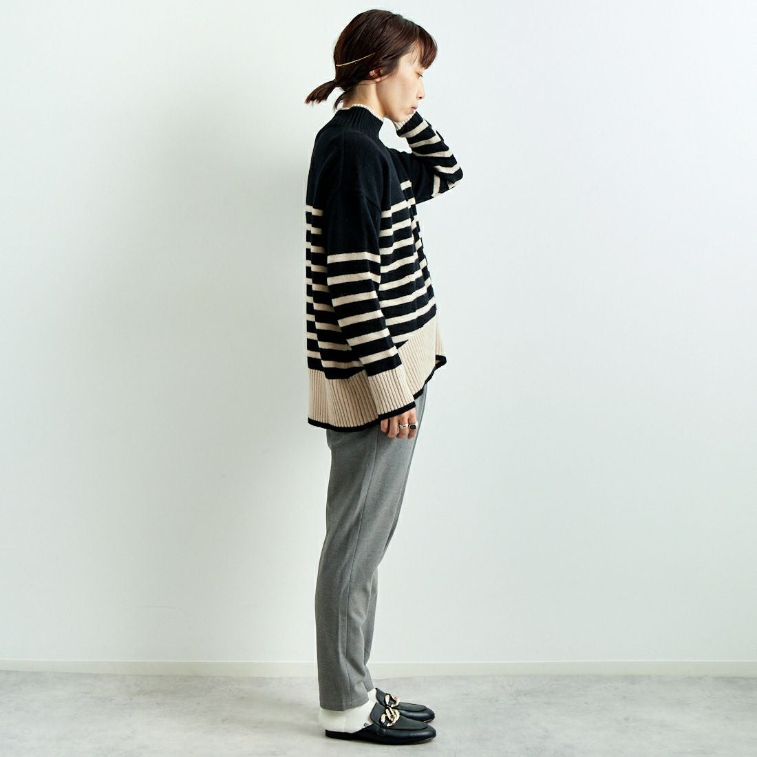 Jeans Factory Clothes [ジーンズファクトリークローズ] コスミカルウォームテーパードパンツ [21243059] 002 Mｸﾞﾚｰ &&モデル身長：158cm 着用サイズ：36&&