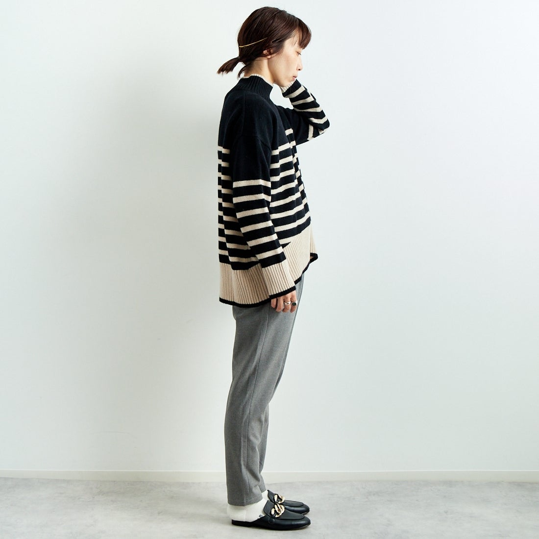 Jeans Factory Clothes [ジーンズファクトリークローズ] コスミカルウォームテーパードパンツ [21243059] 002 Mｸﾞﾚｰ &&モデル身長：158cm 着用サイズ：36&&