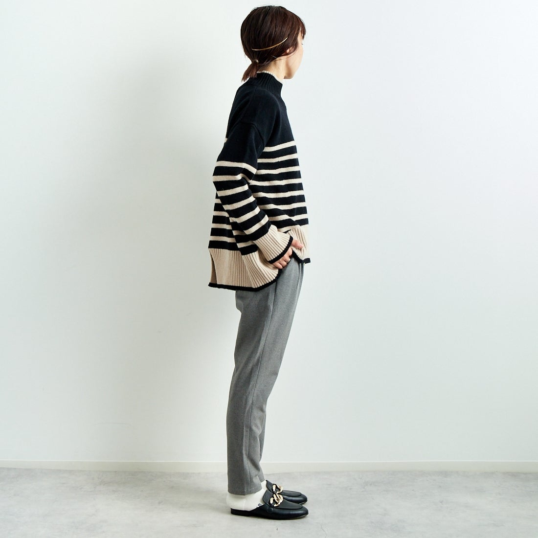 Jeans Factory Clothes [ジーンズファクトリークローズ] コスミカルウォームテーパードパンツ [21243059] 002 Mｸﾞﾚｰ &&モデル身長：158cm 着用サイズ：36&&