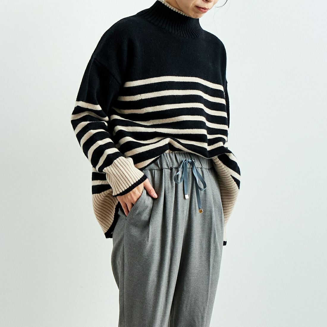 Jeans Factory Clothes [ジーンズファクトリークローズ] コスミカルウォームテーパードパンツ [21243059] 002 Mｸﾞﾚｰ &&モデル身長：158cm 着用サイズ：36&&