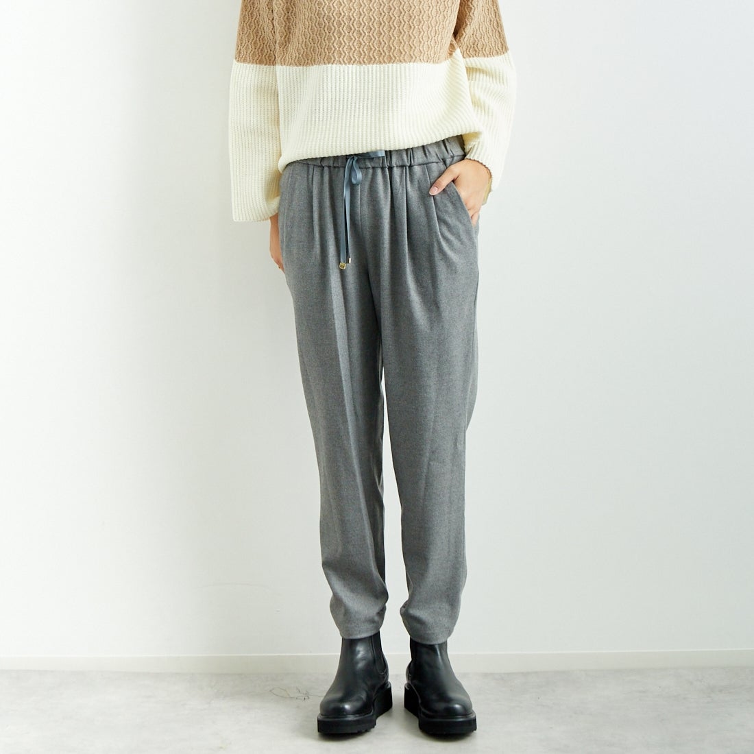 Jeans Factory Clothes [ジーンズファクトリークローズ] コスミカルウォームテーパードパンツ [21243059] 002 Mｸﾞﾚｰ &&モデル身長：167cm 着用サイズ：40&&