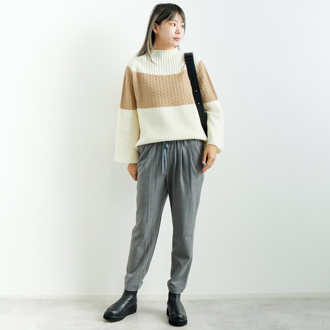 Jeans Factory Clothes [ジーンズファクトリークローズ] コスミカルウォームテーパードパンツ [21243059] 002 Mｸﾞﾚｰ &&モデル身長：167cm 着用サイズ：40&&