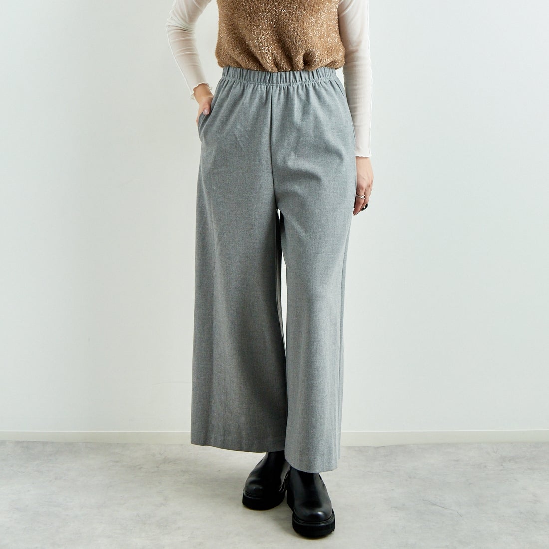 001 Lｸﾞﾚｰ&&モデル身長：167cm 着用サイズ：F&&