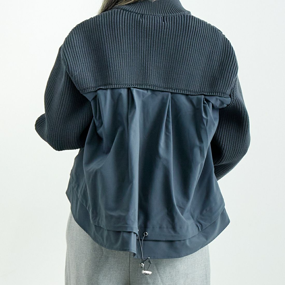 USINE [ユジーヌ] ケーブル布帛ドッキングブルゾン [11243819] ﾁｬｺｰﾙｸﾞﾚｰ &&モデル身長：167cm 着用サイズ：F&&