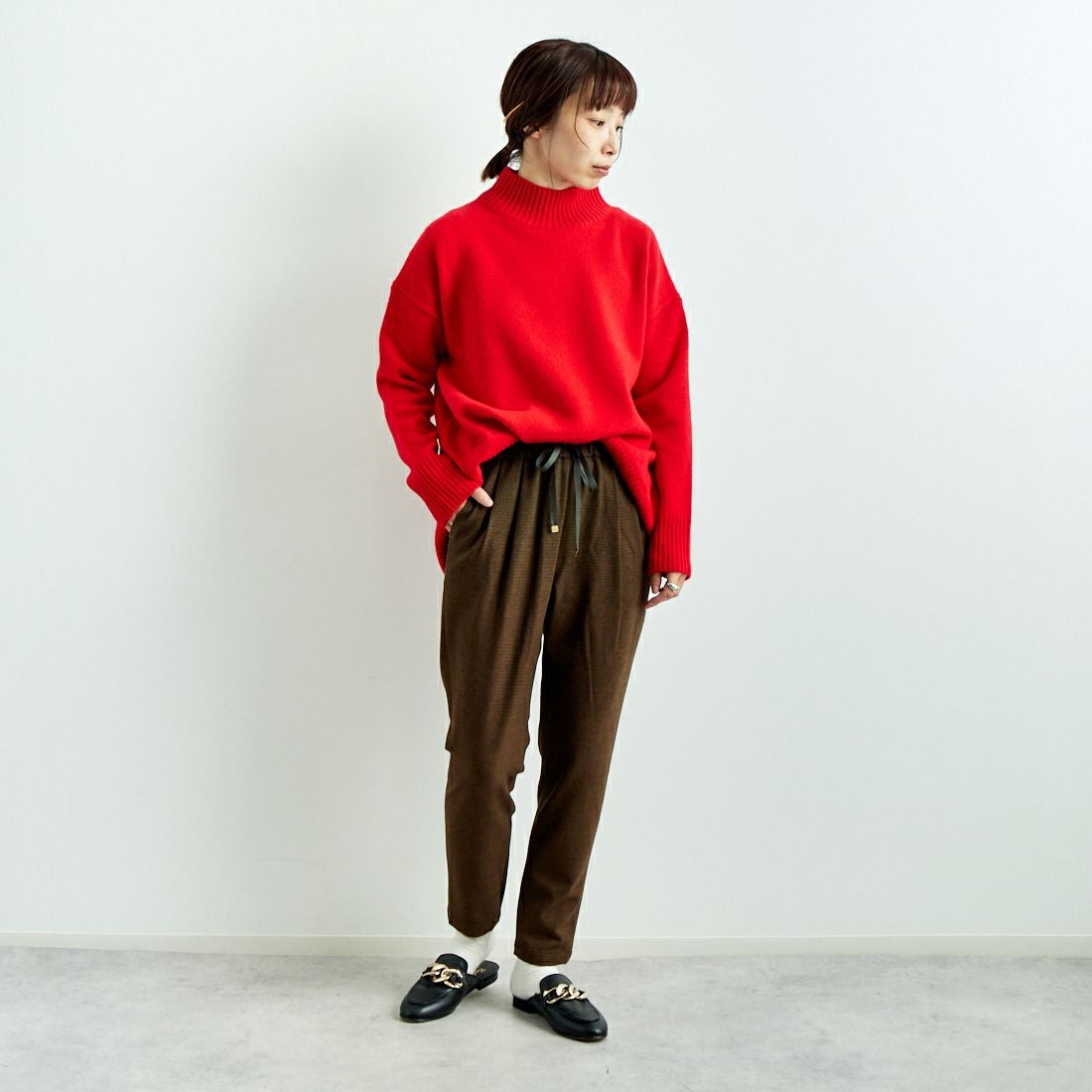 Jeans Factory Clothes [ジーンズファクトリークローズ] コスミカルウォームテーパードパンツ [21243059-1] 036 ﾌﾞﾗｳﾝ &&モデル身長：158cm 着用サイズ：36&&