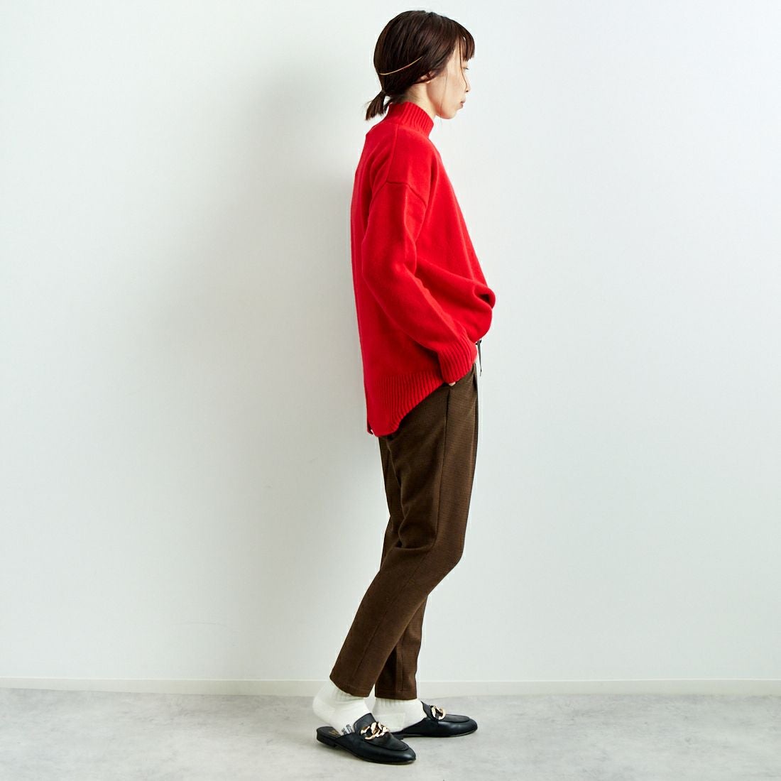 Jeans Factory Clothes [ジーンズファクトリークローズ] コスミカルウォームテーパードパンツ [21243059-1] 036 ﾌﾞﾗｳﾝ &&モデル身長：158cm 着用サイズ：36&&