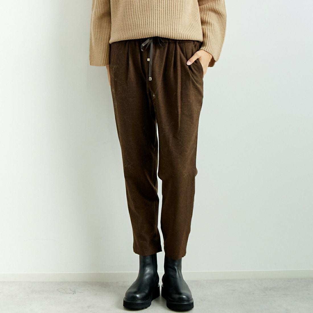 Jeans Factory Clothes [ジーンズファクトリークローズ] コスミカルウォームテーパードパンツ [21243059-1] 036 ﾌﾞﾗｳﾝ &&モデル身長：167cm 着用サイズ：40&&