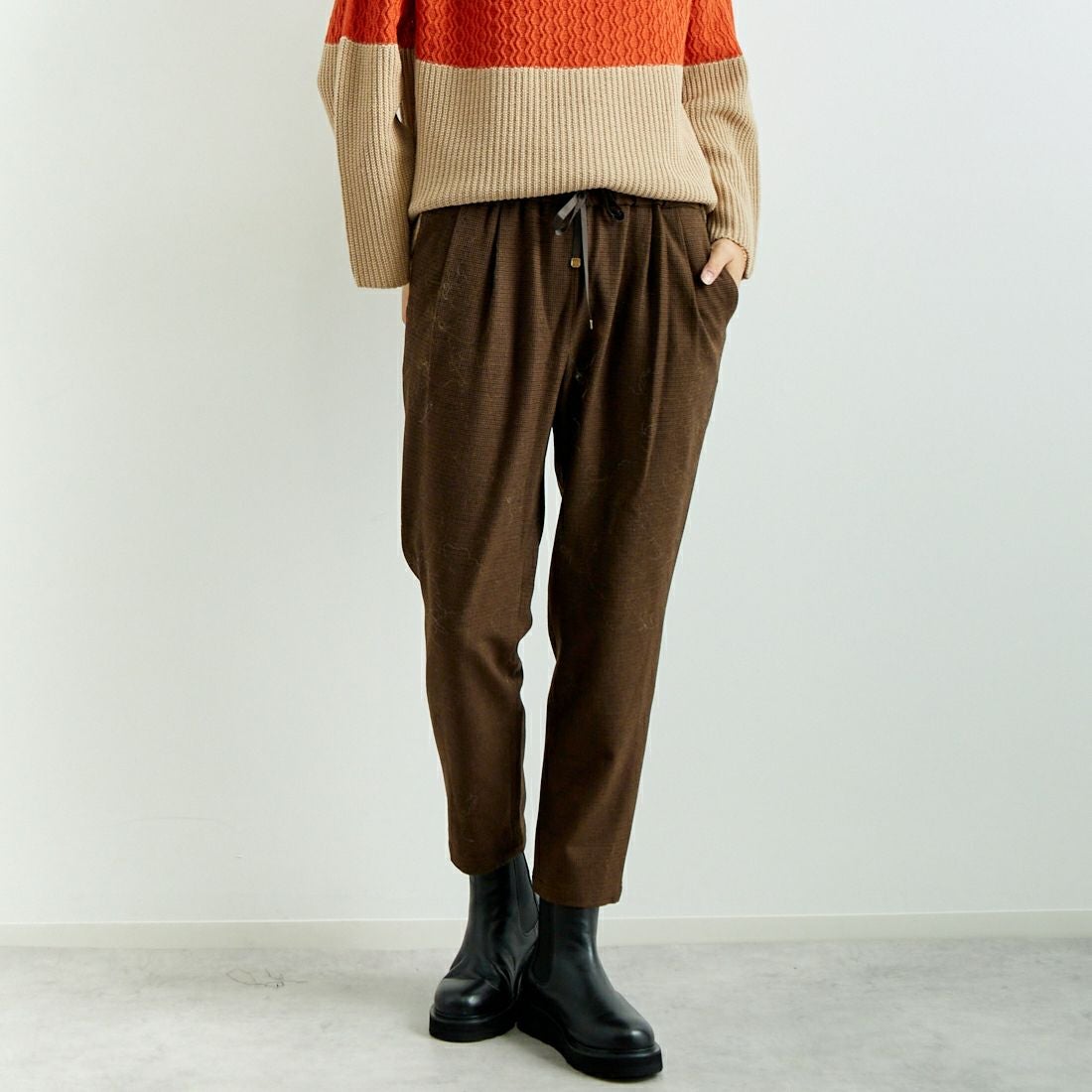 Jeans Factory Clothes [ジーンズファクトリークローズ] コスミカルウォームテーパードパンツ [21243059-1] 036 ﾌﾞﾗｳﾝ &&モデル身長：167cm 着用サイズ：40&&