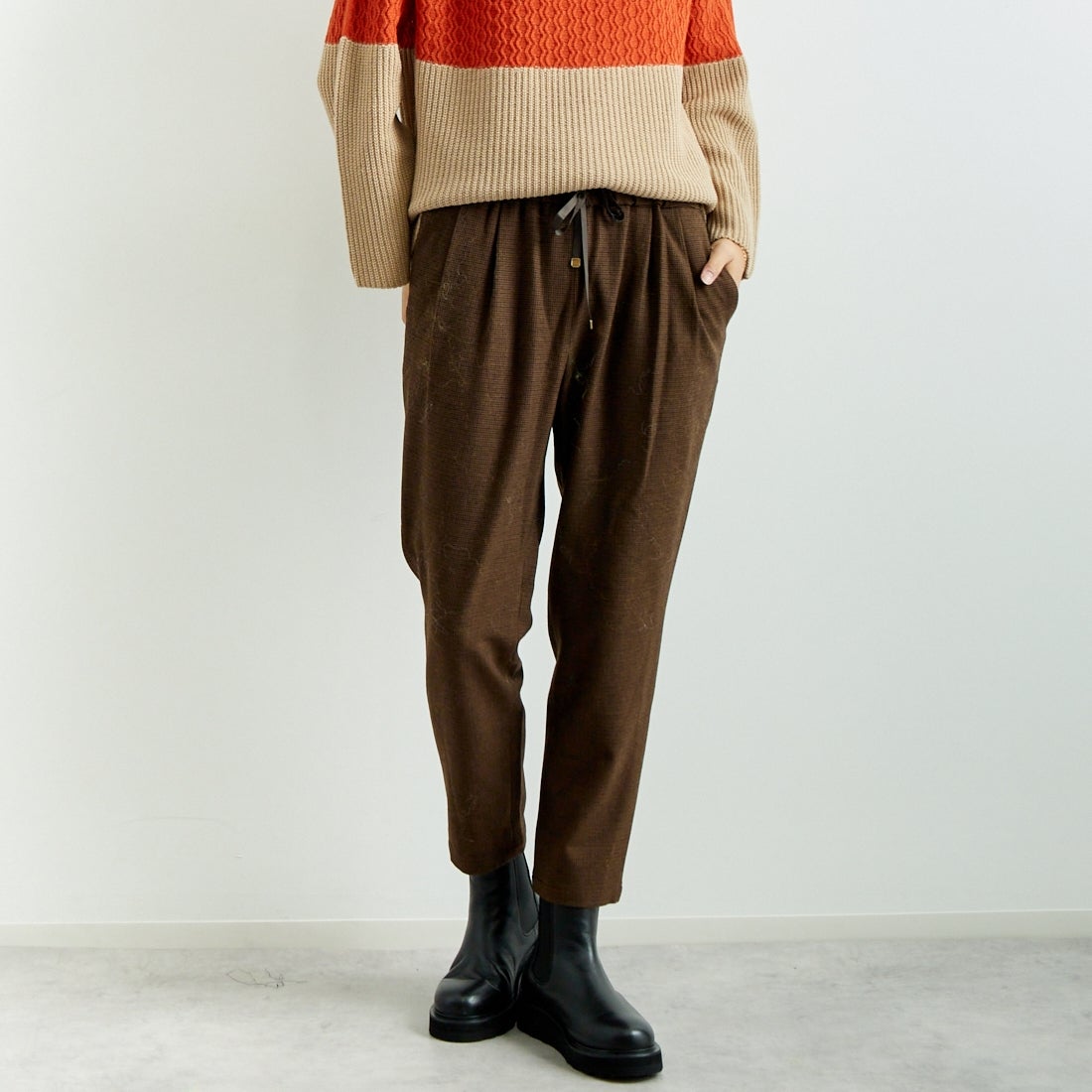 Jeans Factory Clothes [ジーンズファクトリークローズ] コスミカルウォームテーパードパンツ [21243059-1] 036 ﾌﾞﾗｳﾝ &&モデル身長：167cm 着用サイズ：40&&