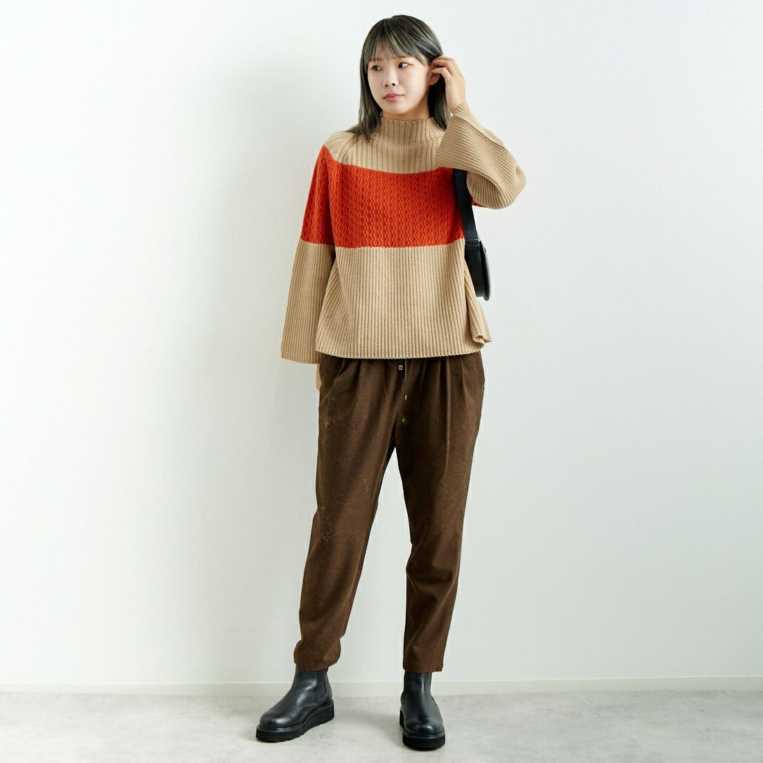 Jeans Factory Clothes [ジーンズファクトリークローズ] コスミカルウォームテーパードパンツ [21243059-1] 036 ﾌﾞﾗｳﾝ &&モデル身長：167cm 着用サイズ：40&&