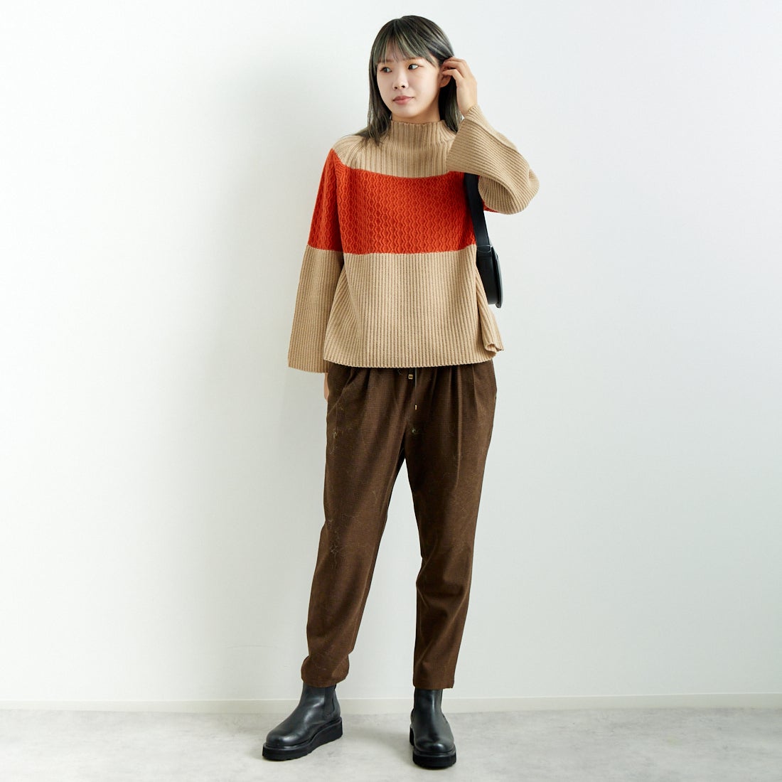 Jeans Factory Clothes [ジーンズファクトリークローズ] コスミカルウォームテーパードパンツ [21243059-1] 036 ﾌﾞﾗｳﾝ &&モデル身長：167cm 着用サイズ：40&&
