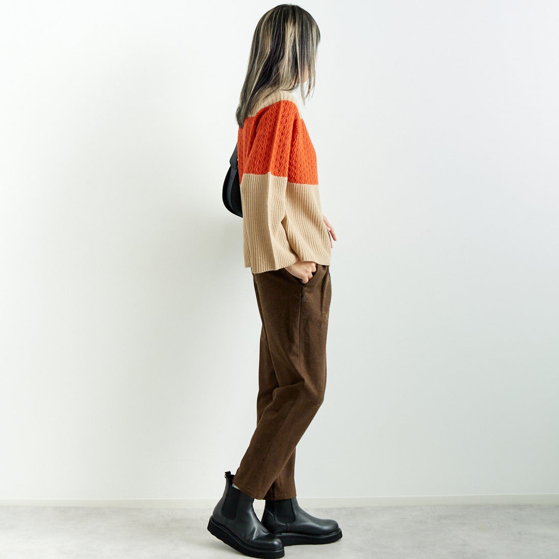 Jeans Factory Clothes [ジーンズファクトリークローズ] コスミカルウォームテーパードパンツ [21243059-1] 036 ﾌﾞﾗｳﾝ &&モデル身長：167cm 着用サイズ：40&&