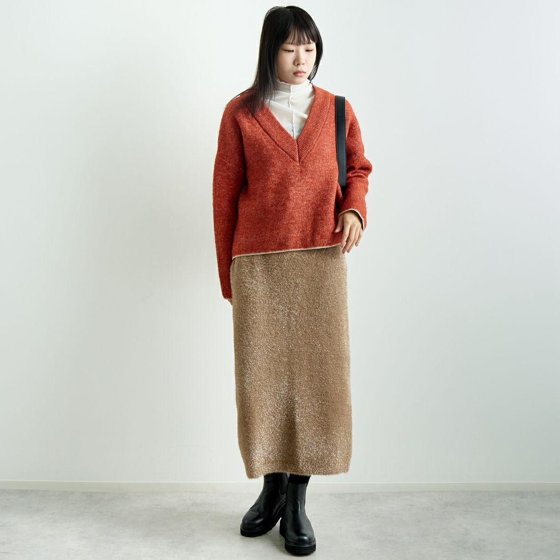 Jeans Factory Clothes [ジーンズファクトリークローズ] ラメシャギースカート [11243814] ﾀﾞｰｸﾌﾞﾗｳﾝ &&モデル身長：167cm 着用サイズ：F&&