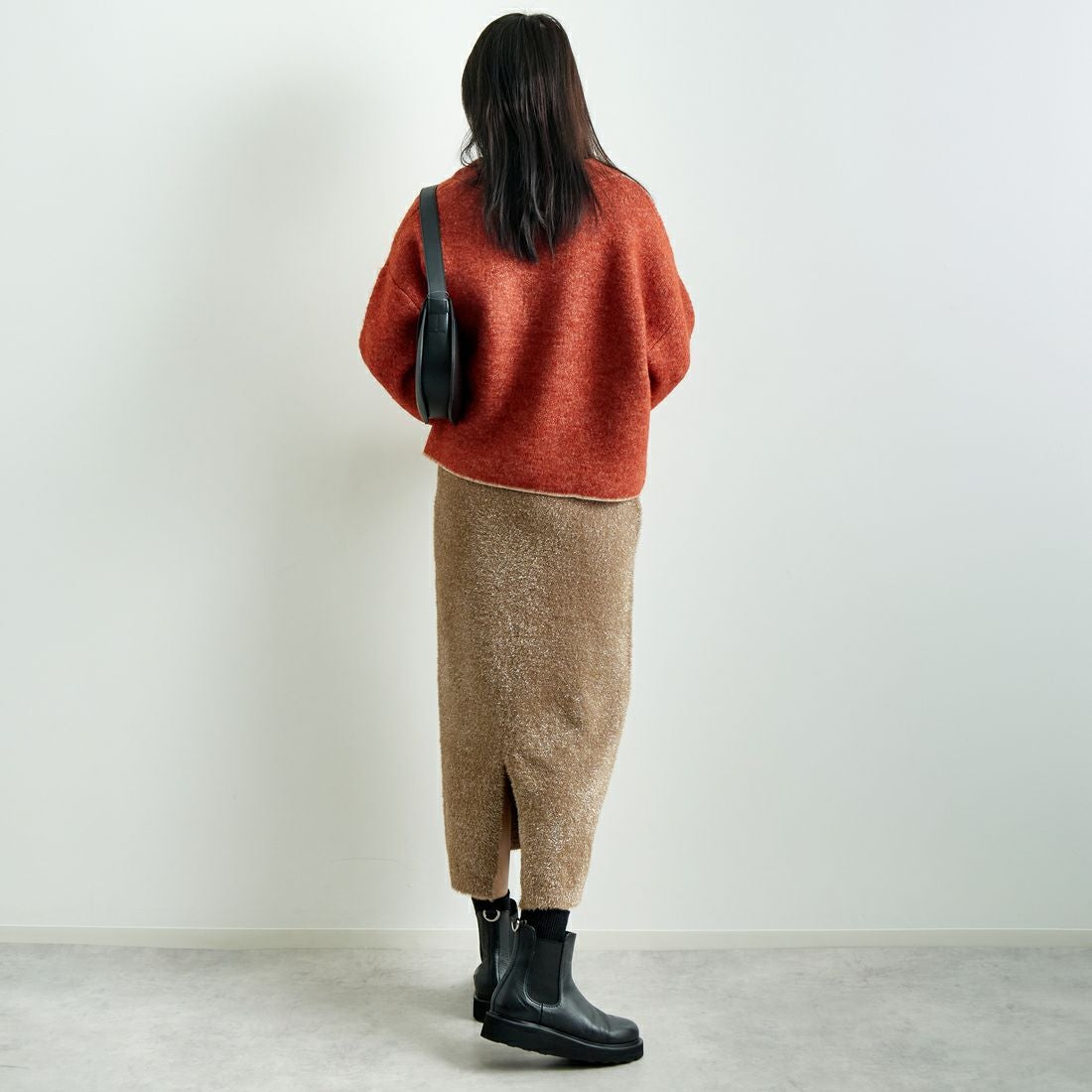 Jeans Factory Clothes [ジーンズファクトリークローズ] ラメシャギースカート [11243814] ﾀﾞｰｸﾌﾞﾗｳﾝ &&モデル身長：167cm 着用サイズ：F&&