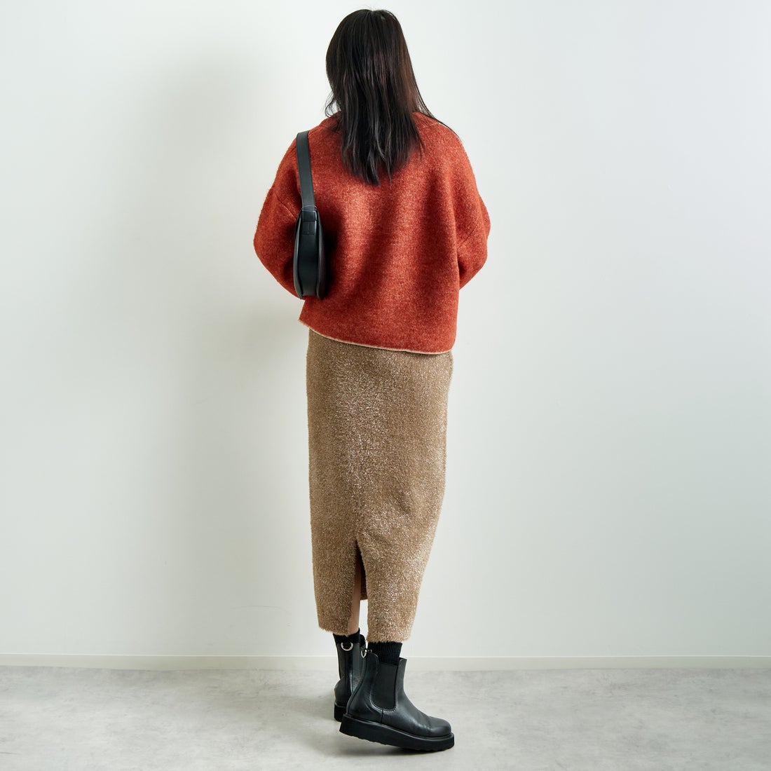 Jeans Factory Clothes [ジーンズファクトリークローズ] ラメシャギースカート [11243814] ﾀﾞｰｸﾌﾞﾗｳﾝ &&モデル身長：167cm 着用サイズ：F&&