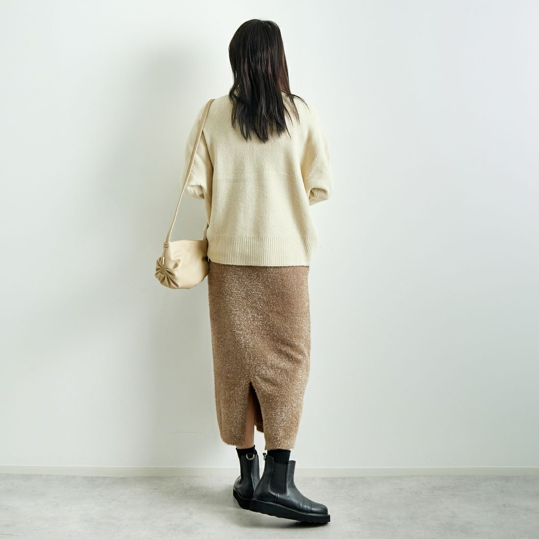 Jeans Factory Clothes [ジーンズファクトリークローズ] ラメシャギースカート [11243814] ﾀﾞｰｸﾌﾞﾗｳﾝ &&モデル身長：167cm 着用サイズ：F&&