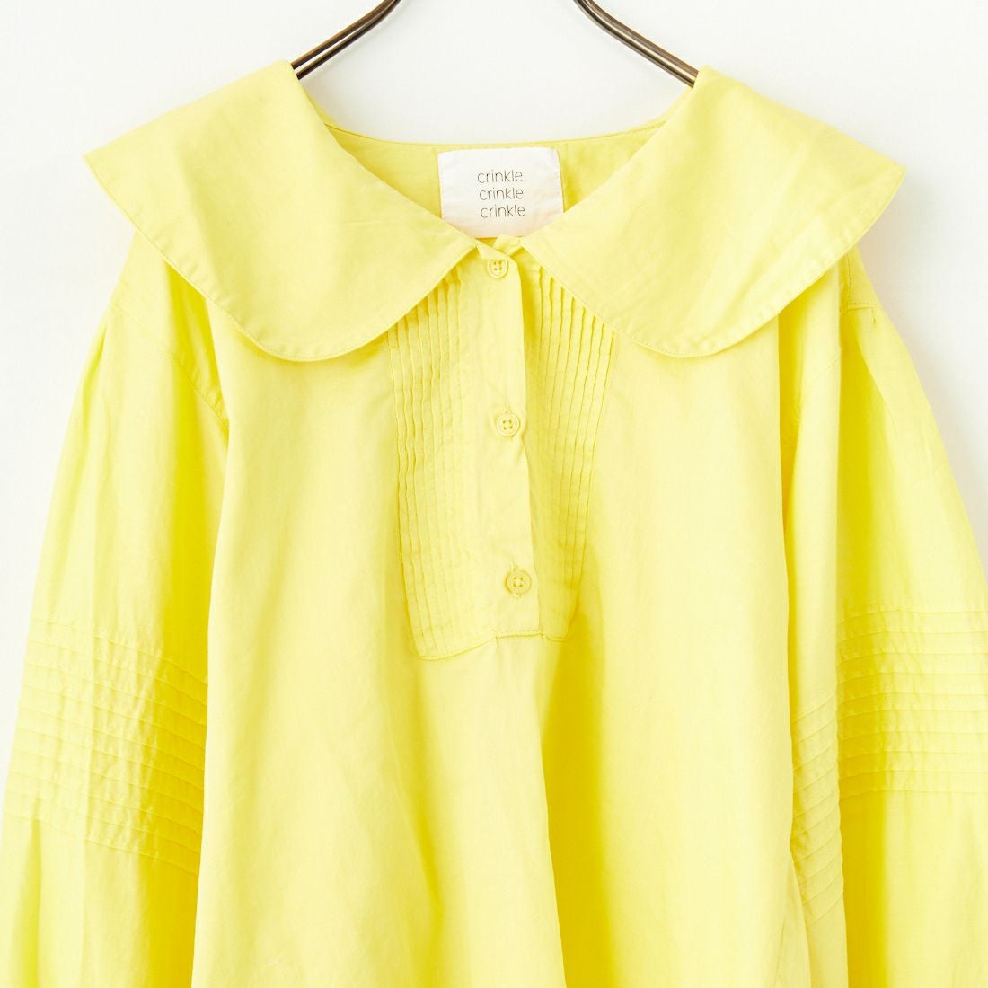 crinkle crinkle crinkle [クリンクル クリンクル クリンクル] ラウンドカラーボリュームブラウス [CC-3011] YELLOW