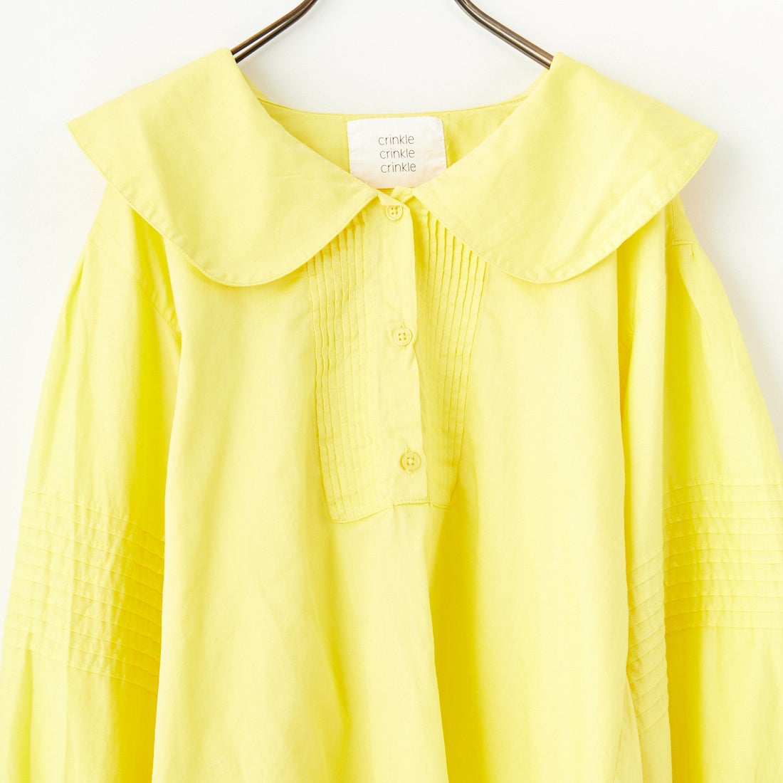 crinkle crinkle crinkle [クリンクル クリンクル クリンクル] ラウンドカラーボリュームブラウス [CC-3011] YELLOW